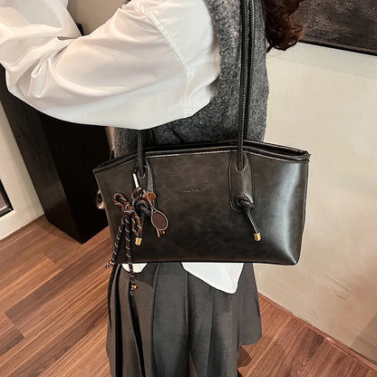 Women’s PU Leather Shoulder Bag – 2025 Winter Y2K Retro Crossbody Tote Handbag & Purse Trendy Casual Everyday Bag