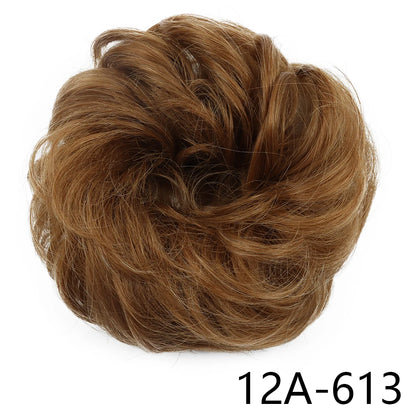 Synthetic Wavy Hair Bun Wig – Elastic Rubber Scrunchie Curly Ponytail Hair Extension for Ladies