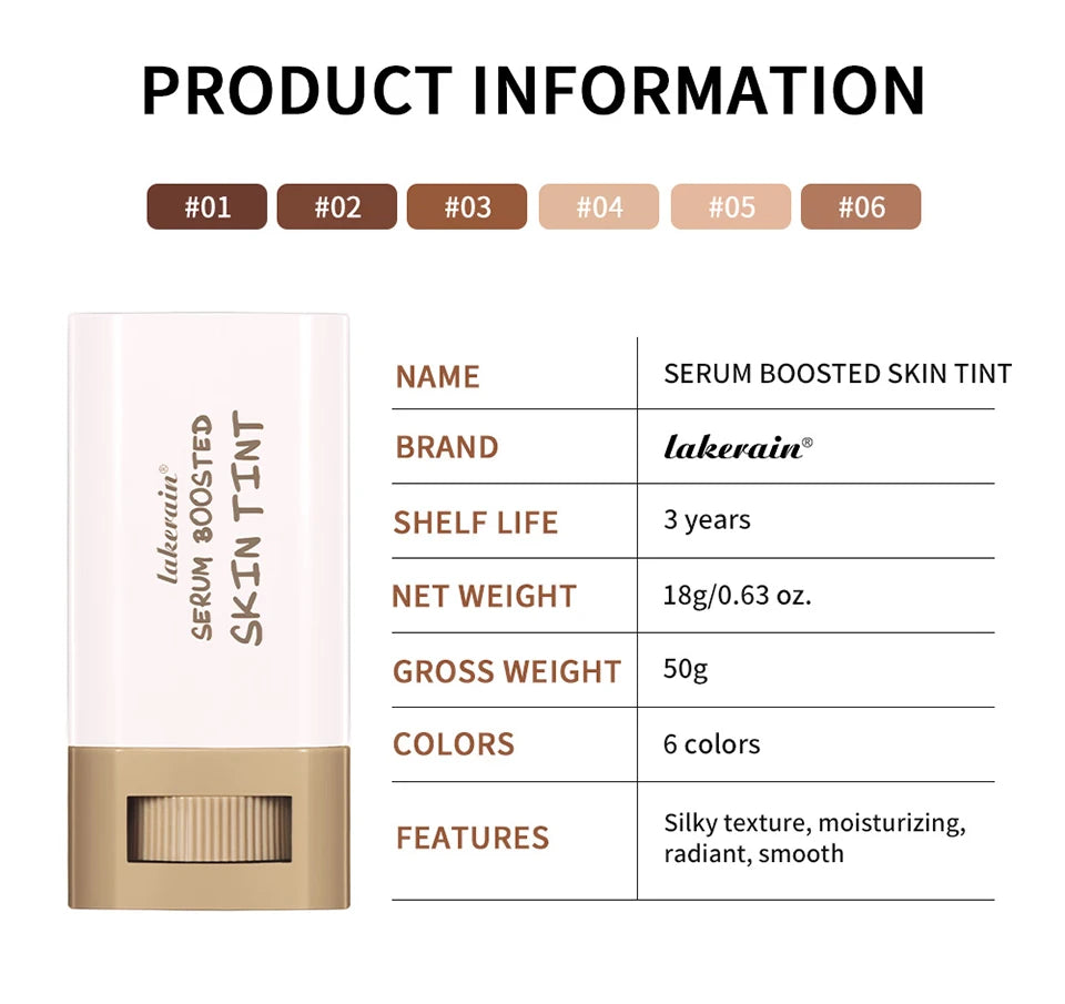 Waterproof Skin Tint Stick – Nourishing Tinted Foundation & Contour Balm for Face Makeup
