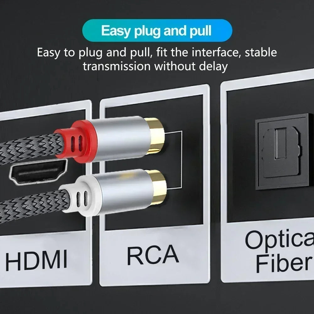 2RCA to 2RCA Stereo Audio Cable Male to Male HiFi RCA Jack Cord for Home Theater, HDTV, DVD Player & Amplifier Speakers