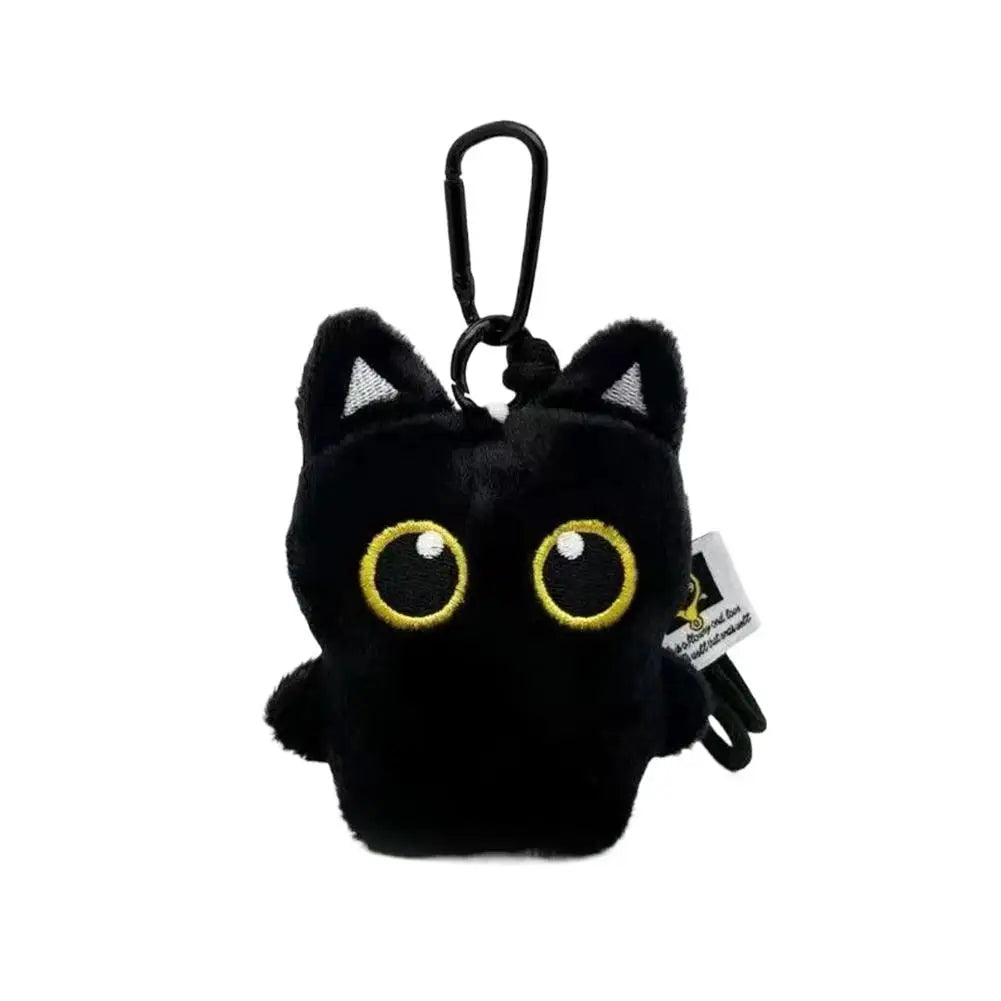 Cute Black Cat Plush Keychain - Kawaii Cartoon Bag Pendant Car Keyring Stuffed Doll Gift