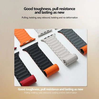 Magnetic Silicone Loop Strap for Apple Watch — 38mm-49mm iWatch Series 3-9 & SE Ultra 2
