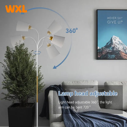 Wrought Iron LED Floor Lamp - Adjustable Standing Reading Light for Living Room & Bedroom