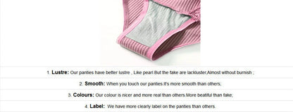 Floral Lace Cotton Women’s Panties - Comfortable Briefs, Solid Color Underwear, 3PCS/Set, Sizes M-XXL