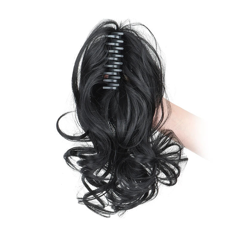 Synthetic 12-Inch Curly Claw Clip Ponytail – Short Ponytail Extensions for Women, Black Brown Blonde Hairpiece