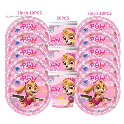 Paw Patrol Kids Birthday Party Supplies Set – Cups, Plates, Napkins, Gift Bags & Cake Toppers Decorations Kit