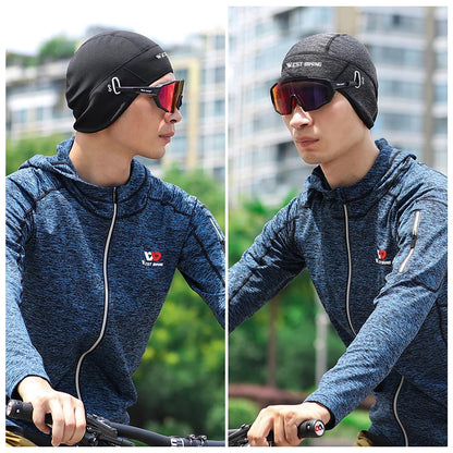WEST BIKING Winter Fleece Cycling Cap - Windproof Thermal Skull Cap, Helmet Liner for Running, Skiing, and Motorcycle Riding, Men’s MTB Bike Hat