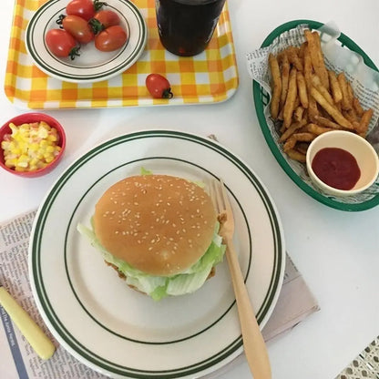 Fries Burger Serving Baskets - Colorful Oval Plastic Food Trays for Fast Food, Hot Dogs, Snacks & Reusable Restaurant Service