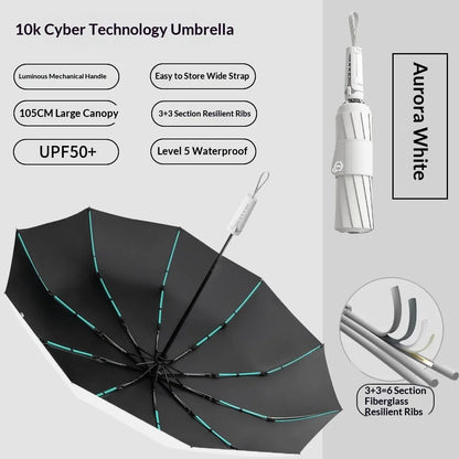 Cyber Style Automatic Umbrella - Extra-Large Reinforced Wind-Resistant & UV-Proof Rain and Sun Umbrella
