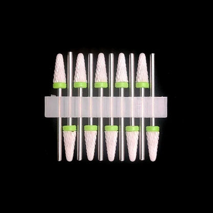 10PCS Ceramic Nail Drill Bits - Rotary Milling Cutters for Gel Polish Removal & Nail Grinding Machine Accessories