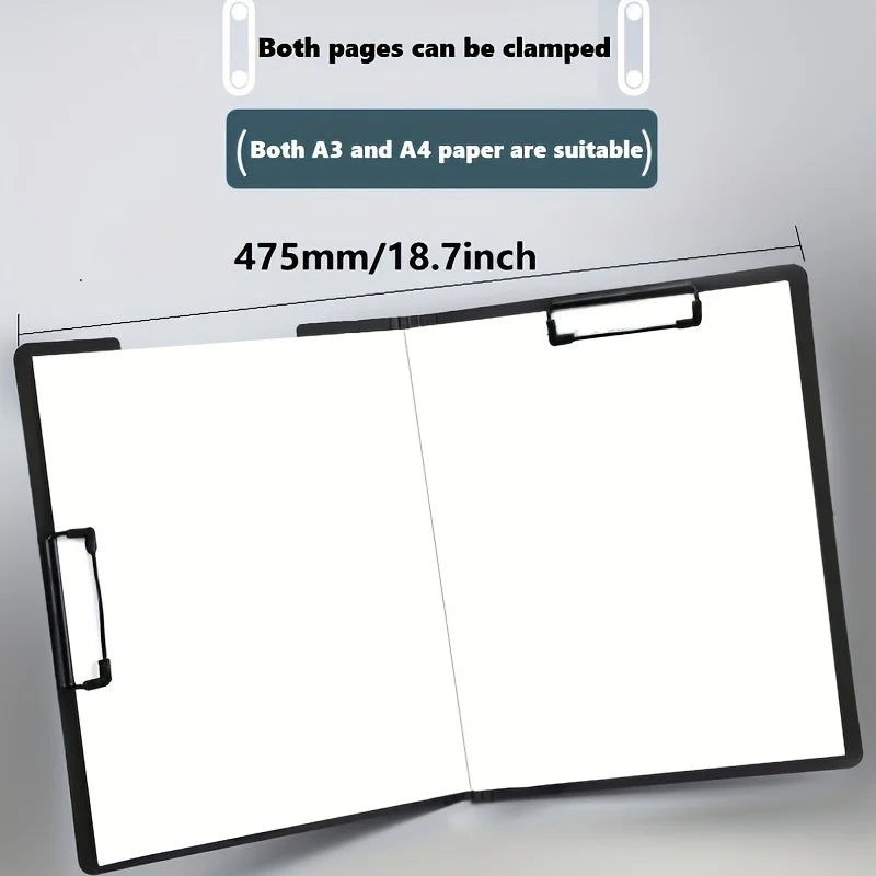A4 Document Folder with Clipboard Cover – Business & School Paper Organizer File Holder Stationery Office Supplies