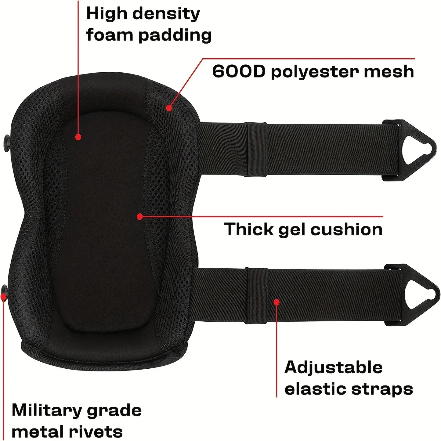 Professional Heavy-Duty Knee Pads for Work - Ideal for Gardening, Construction with Double Straps and Adjustable Clips - Industrial Grade Tactical Protection