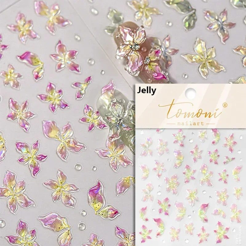Floral Nail Art Stickers - White Rose Lily Daisy Peony Cherry Blossom & Magnolia Manicure Decals for DIY Nails