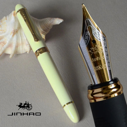 IRAURITA JINHAO X450 Fountain Pen – Dark Green & Golden, 18KGP 0.7mm Broad Nib, Full Metal, 21 Colors with Ink