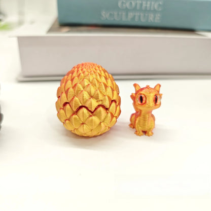 3D Printed Dragon Egg Figures – Mini Dragon Fidget Toy with Simulation Eyes, Desktop Decor & Kids Gift