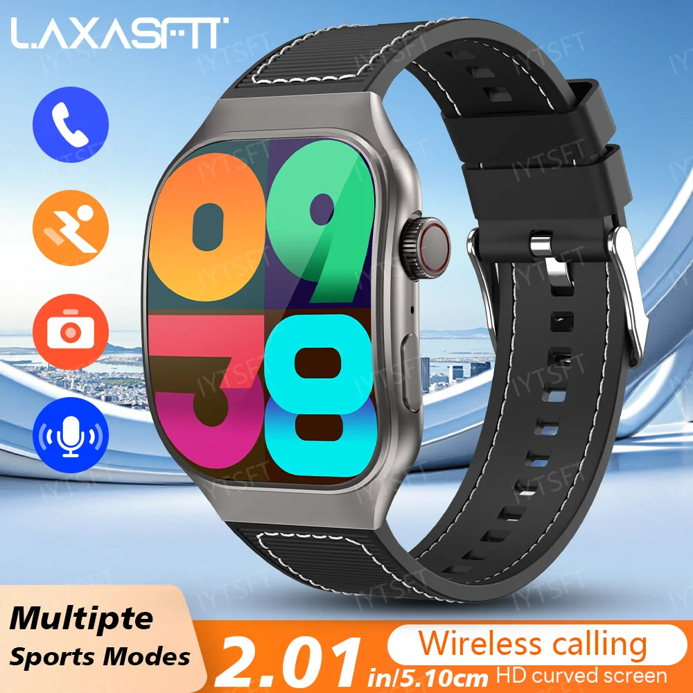 LAXASFIT 2.01-Inch Smart Watch - Bluetooth 5.3 HD Calling & Multiple Sports Modes for Men & Women