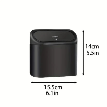 Mini Car Trash Can with Lid - Leak-Proof Auto Waste Bin with 60 Garbage Bags Car Accessory