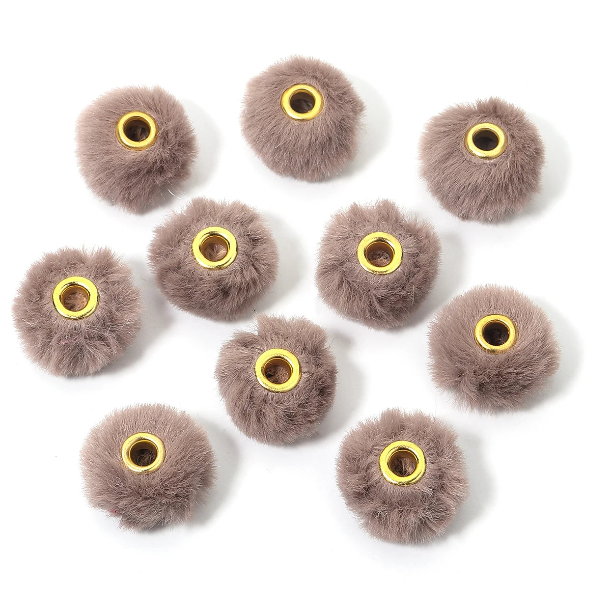 10pcs Plush Fur Ball Beads – Multicolor Pompom Spacer Beads for DIY Jewelry, Earrings & Bracelets