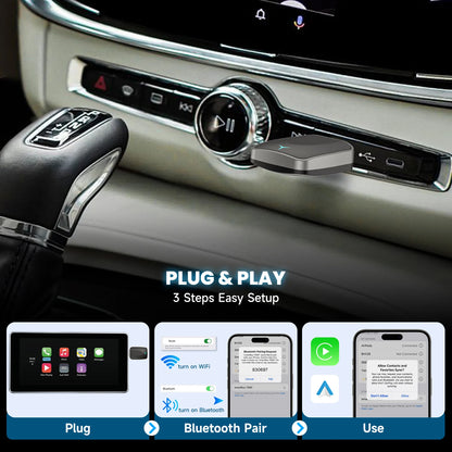 2-in-1 Wired to Wireless CarPlay & Android Auto Adapter — Plug & Play Wireless Car Multimedia Adapter