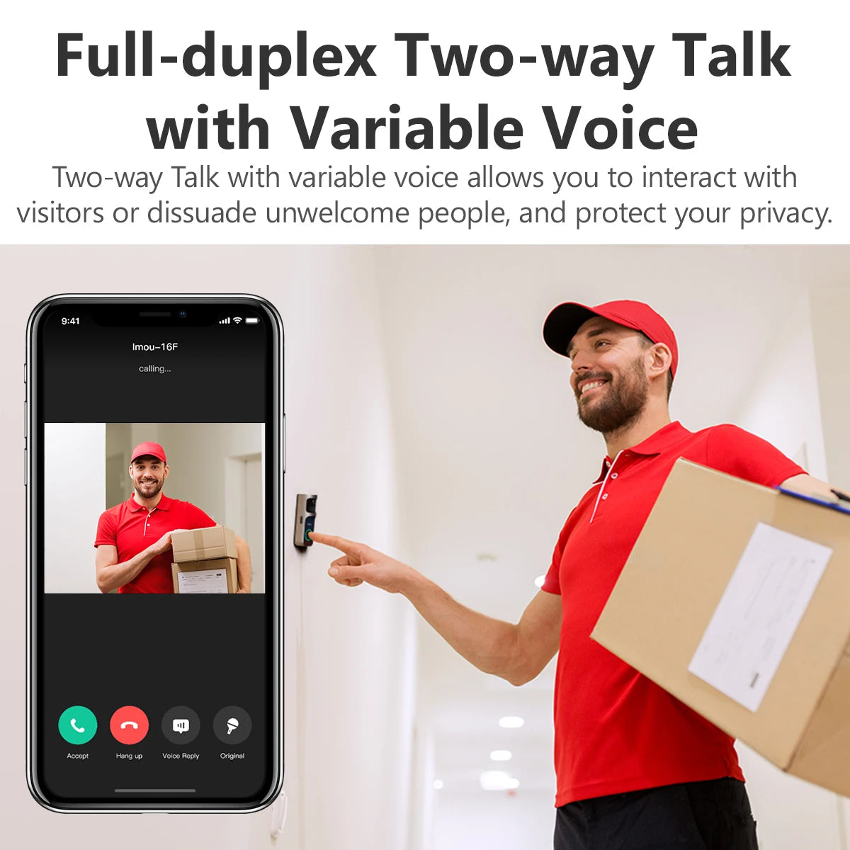 IMOU Video Doorbell 2S – 5000mAh Rechargeable Battery, 30° Pan Lens, Human Detection, Two-Way Talk, Waterproof, 100% Wire-Free with Chime