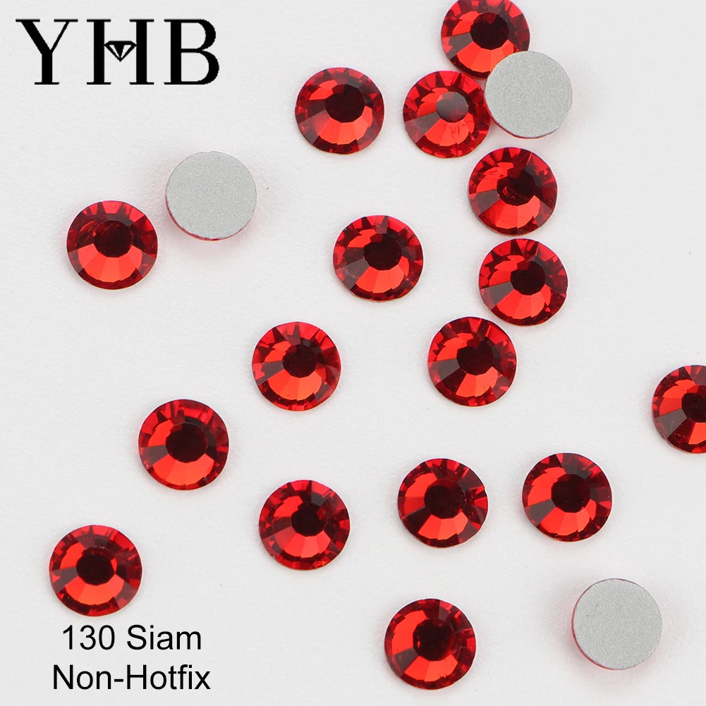 YHB Cold Fix Crystal Flatback Rhinestones - Silver Back Non Hotfix DIY Gems for Nail Art, Bags, Shoes, Garments & Phone Decoration