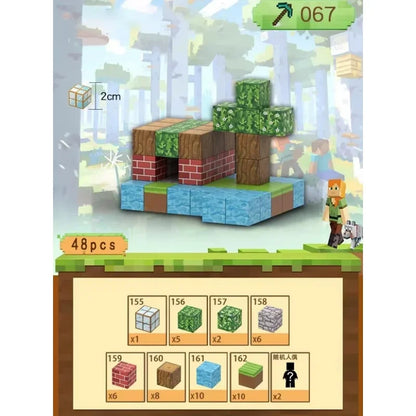 DIY Magnetic Building Blocks Set – Mine World Cube Magnets, STEM Construction Toy for Boys & Girls, Montessori Sensory Gift