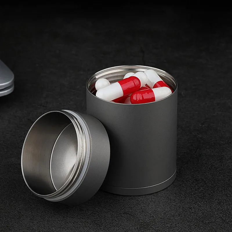 Titanium Alloy Double-Lid Airtight Jar — Waterproof Travel Storage Container for Tea, Capsules & Leaves