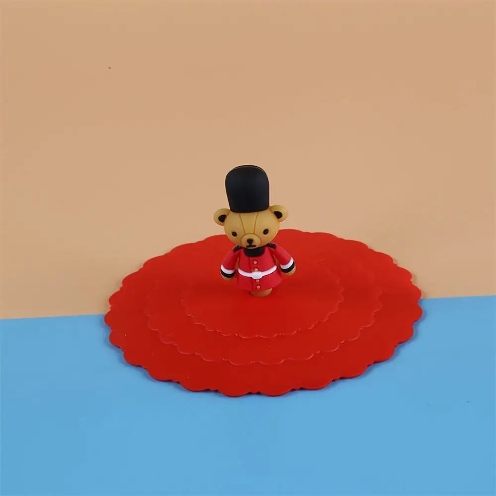 Cartoon 10cm Cute Silicone Cup Cover - Heat-Resistant, Leak-Proof, Dustproof Sealed Lid for Tea Cups