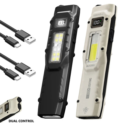 Tactical Triple-Light LED Flashlight – Ultra-Thin Aluminum Alloy EDC Rechargeable COB Work Light
