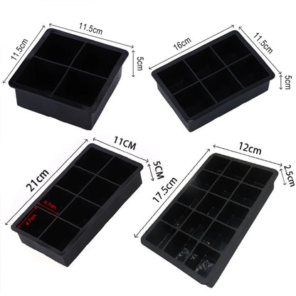 Large Silicone Ice Cube Tray — 4/6/8/15 Grid Mold for Bar, Pub, DIY Ice Blocks