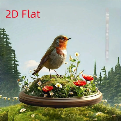 2D Flat Robin Bird Acrylic Decoration – Outdoor Art for Flower Pots, Garden, and Terrace Decor
