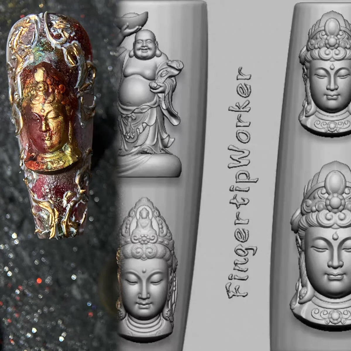 Snake Lolita Bow, Mushroom, Rose, Lotus, Bear 3D Acrylic Nail Mold - DIY Silicone Nail Decorations & Nail Art Products