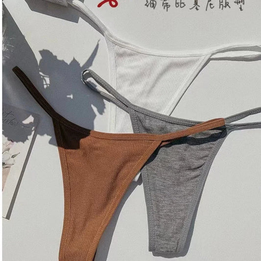 SP&CITY Women’s Striped Thin Sexy Thongs — Low Waist Cotton Seamless Panties, Fashion Sports Underwear