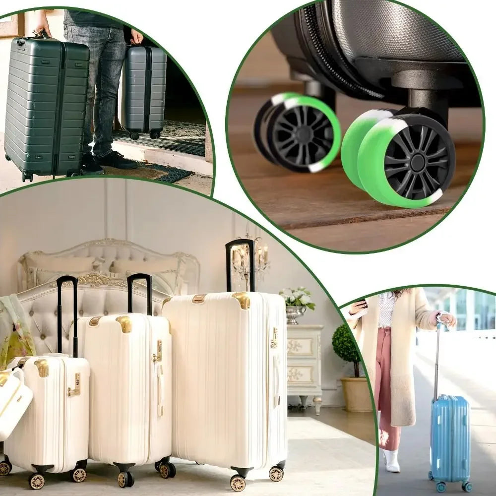 Silicone Luggage Wheel Protectors Set 4/8/16PCS – Quiet Travel Suitcase Wheel Covers