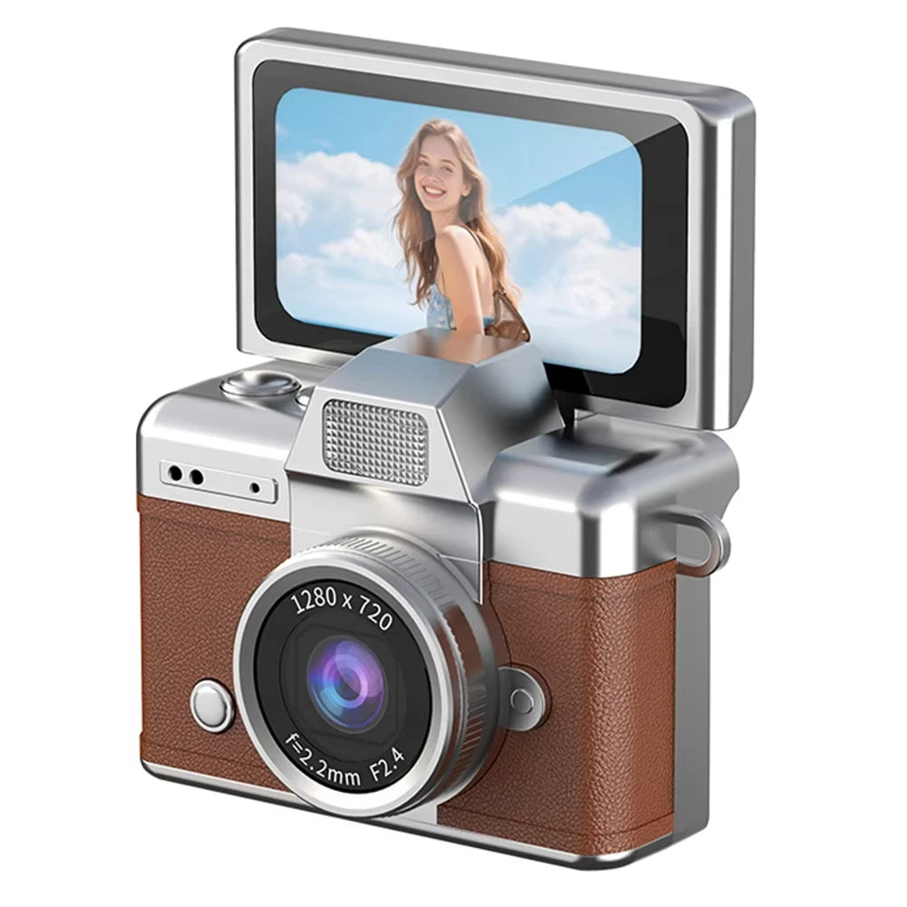 Ourlife Mini Keychain Camera - 1.47-Inch Flip Screen Retro CCD HD Digital Video Recorder