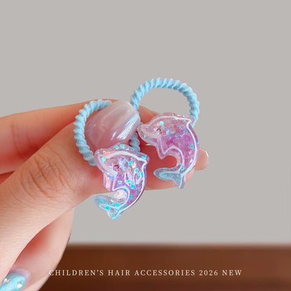 10PCS Ocean-Themed Baby Girl Hair Ties - High-Elasticity Korean-Style Star and Heart Hair Bands for Toddlers, Gentle Everyday Wear