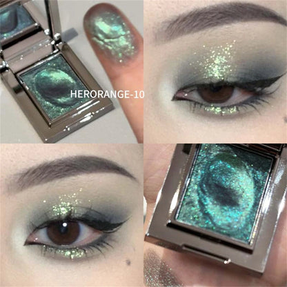 Metallic Glitter Eyeshadow Palette – Sparkling Cream Mousse Shimmer Highlighter in Punk Purple Pearlescent Pigments