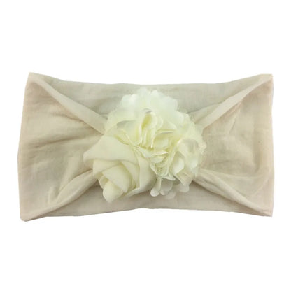 Baby Girls Soft Stretch Flower Headband Wide Nylon Knot Headwrap Kids Hair Band Newborn Photo Prop Accessories