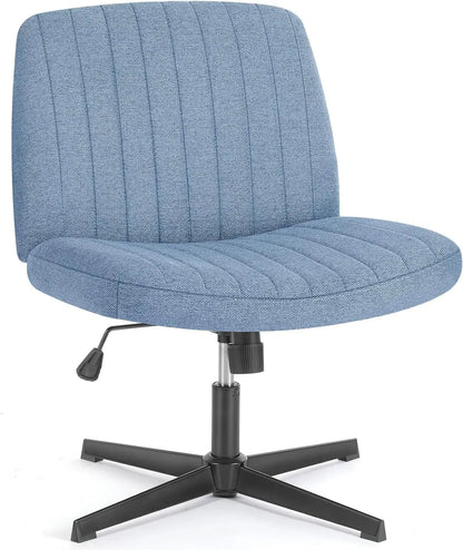 Criss-Cross Leg Office Chair – Armless Wide Seat, Height Adjustable Swivel for Home or Desk
