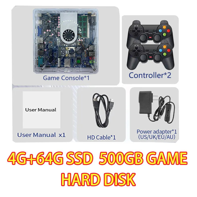 Super Console U7 500G HDD Retro Gaming System – 70,000+ Classic Games for Wii, PS2, PSP, GameCube & More, Plug and Play on TV