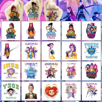 20pcs Cartoon K-Pop Demon Hunters Rumi Temporary Tattoo Stickers – Fun Party Gift Set