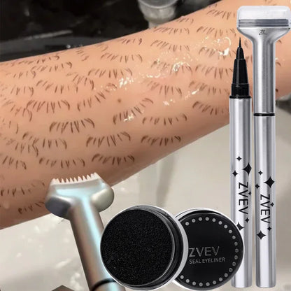 Reusable 2-in-1 Eyelash Stamps Pen - Quick Dry Black/Brown Liquid Eyeliner for Lower Lash Seal & Eyelash Simulation Makeup