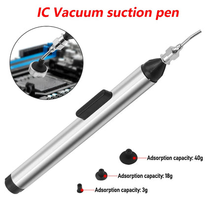 Vacuum Suction Pen Kit - IC SMD Pickup Tool with 3 Suction Cups for Electronics Repair and Desoldering