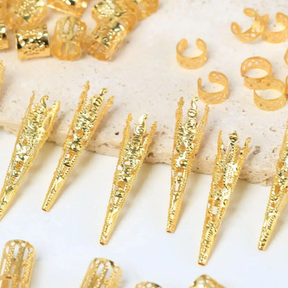 50PCS Personalized Dreadlock Hair Accessories — Combination Beads, Rings, Clips & Braiding Cuffs for Hair Decoration