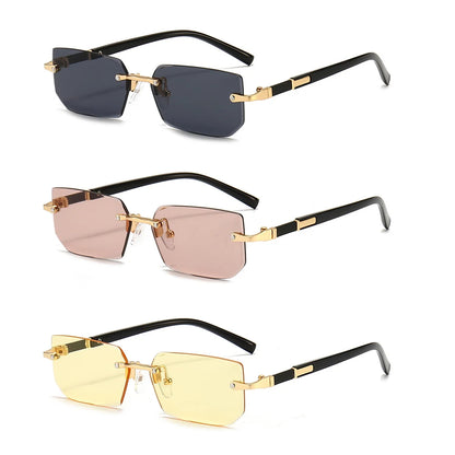 Rimless Rectangle Sunglasses – Fashion Small Square Shades for Men & Women, Summer Travel Sun Glasses