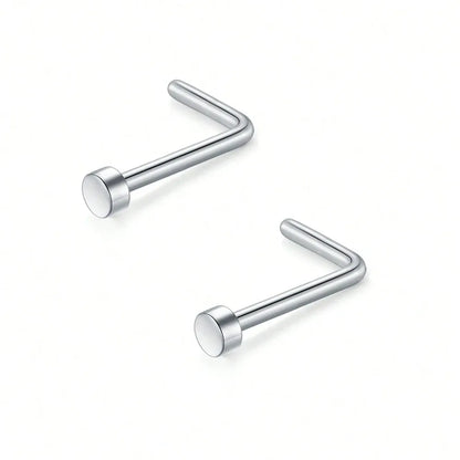 20G Stainless Steel L-Shaped Nose Stud Ring – 2mm Ball Twister Screw Nose Piercing Jewelry for Women & Men Stylish Body Accessory