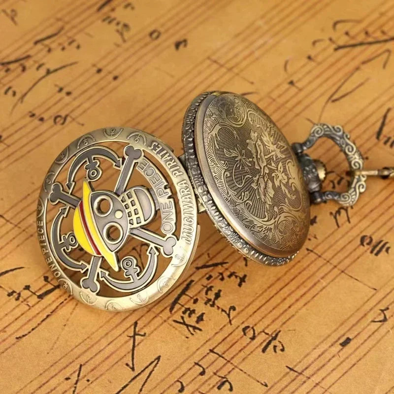 One Piece Anime Pocket Watch – Vintage Bronze Fashion Toy for Kids, Birthday Gift