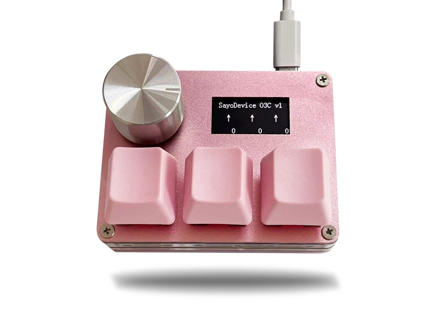 SayoDevice O3C Rapid Trigger Gaming Keyboard with Pink Magnetic Hall Switches – Knob & Screen Macropad for OSU Shortcuts & Copy Paste Controls