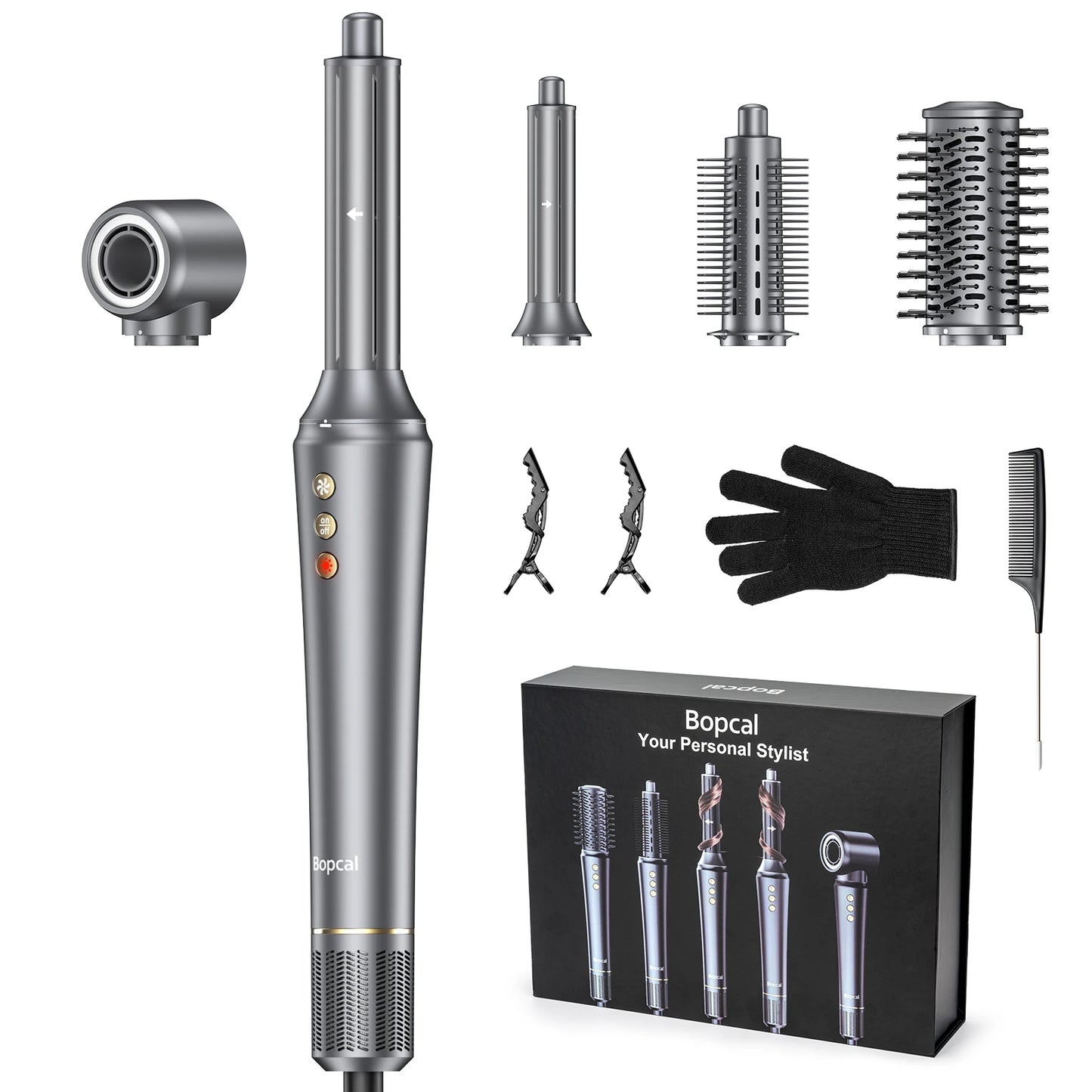 5-in-1 Hair Dryer & Styling Tool – Straightener, 32mm Curling Iron with 300 Million Negative Ions, Quick Drying Hair Care Gift