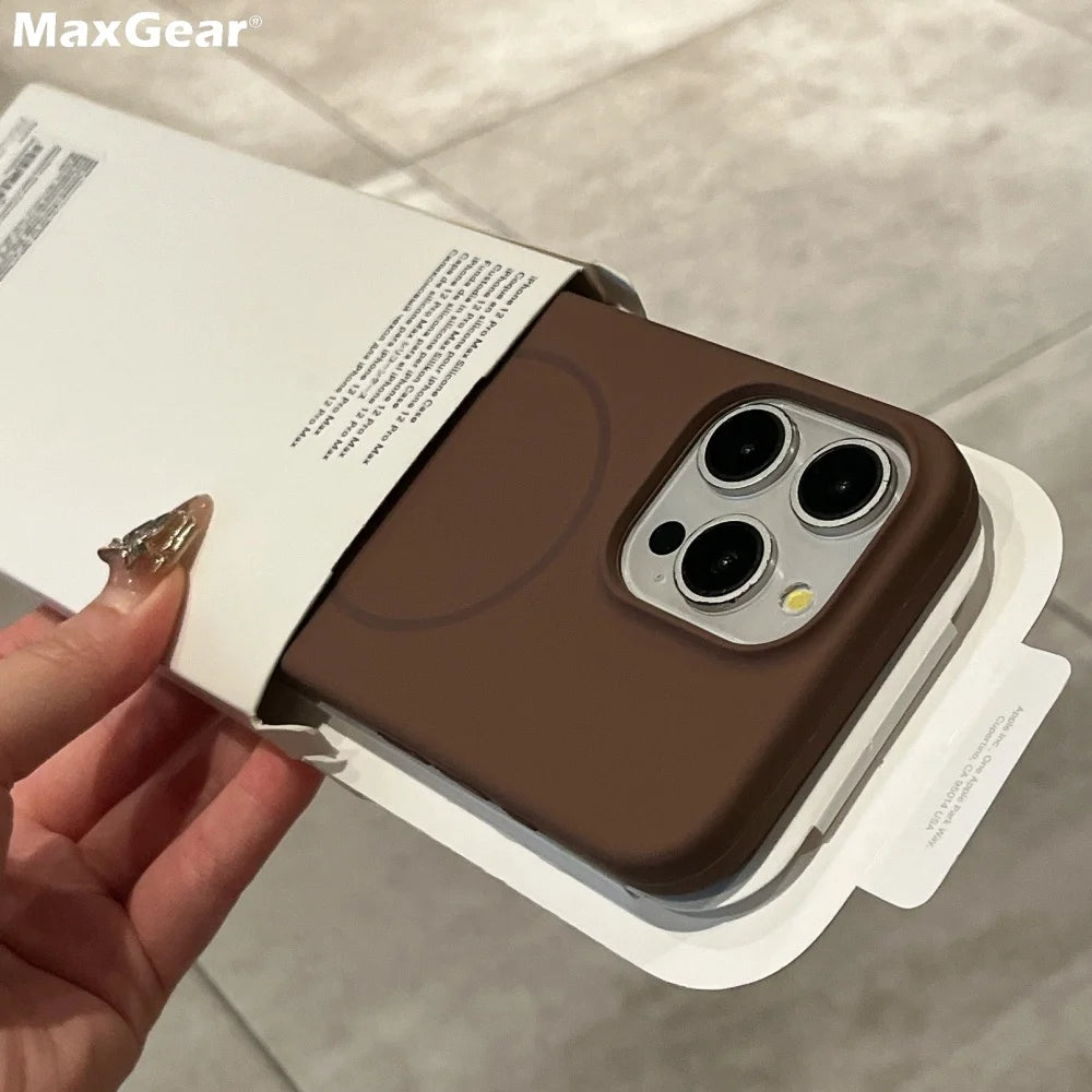 Luxury Liquid Silicone Magnetic Case for iPhone 16E/16/15/14/13/12/11 Series – MagSafe Compatible Shockproof Soft Cover for Pro Max & Plus Models